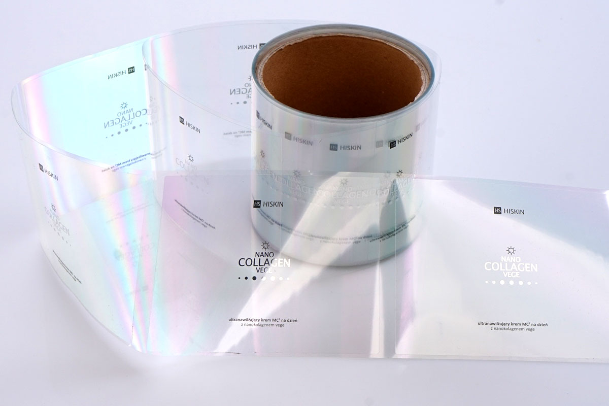 étiquettes autocollantes impression numérique+estampage à froid argent- film PP transparent